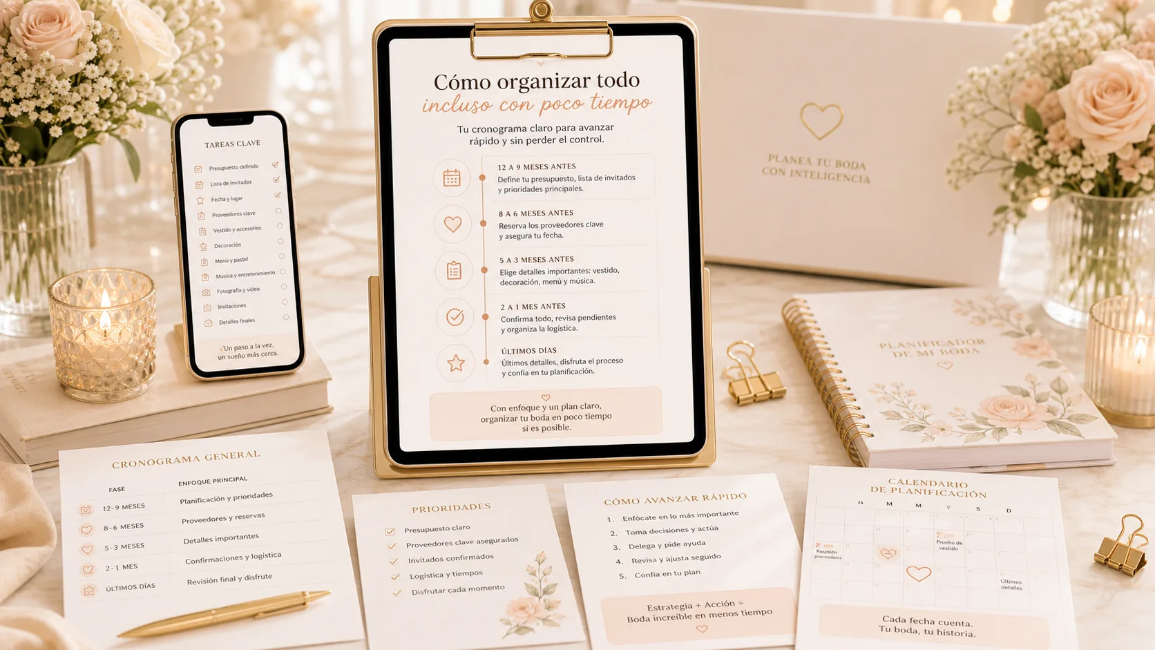 Mockup del contenido sobre cómo organizar todo aunque tengas poco tiempo