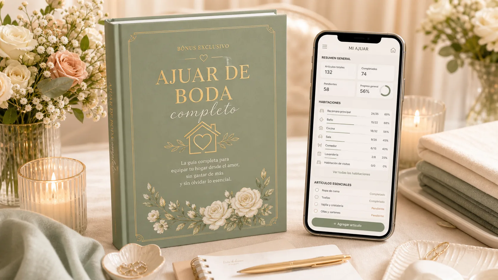 Mockup del bono Checklist de hogar para recién casados