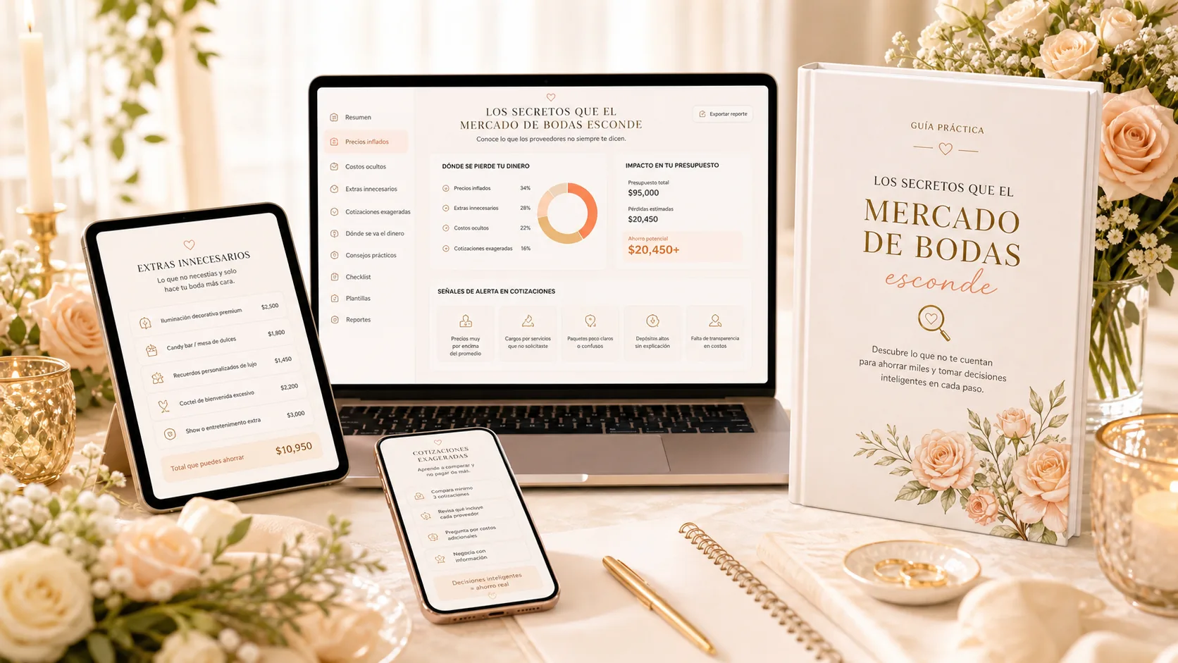 Mockup del contenido sobre los secretos de la industria de las bodas