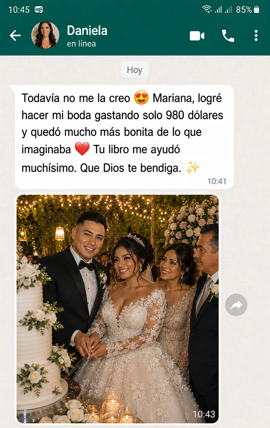 Testimonio en imagen sobre menos ansiedad durante la planeación